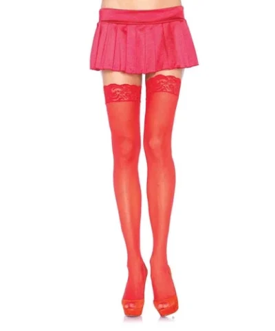 Leg Avenue Nylon Sheer Thigh Highs With Lace Top