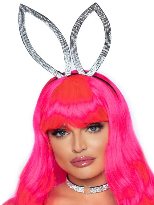 Leg Avenue Best Selling Products 2 PC Faux Rhinestone Bunny Ear Headband And Heart Choker