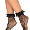 Leg Avenue Socks And Anklets Galaxy Net Ruffle Ankle Socks