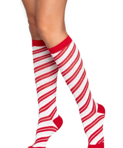Leg Avenue Krystal Candy Cane Knee Socks Halloween And Holiday Hosiery