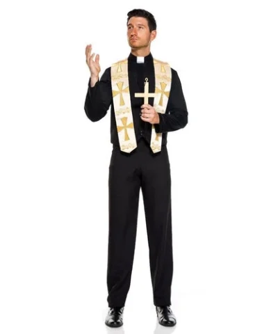 Music Legs Mens Classic Fun 5 PC Priest Mens Costume