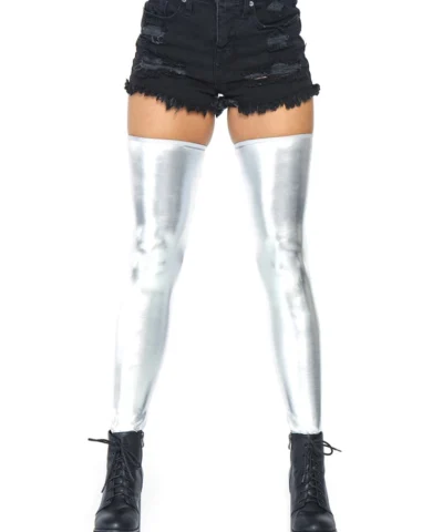 Leg Avenue Wet Look Thigh Highs Sheer And Opaque Thigh Highs