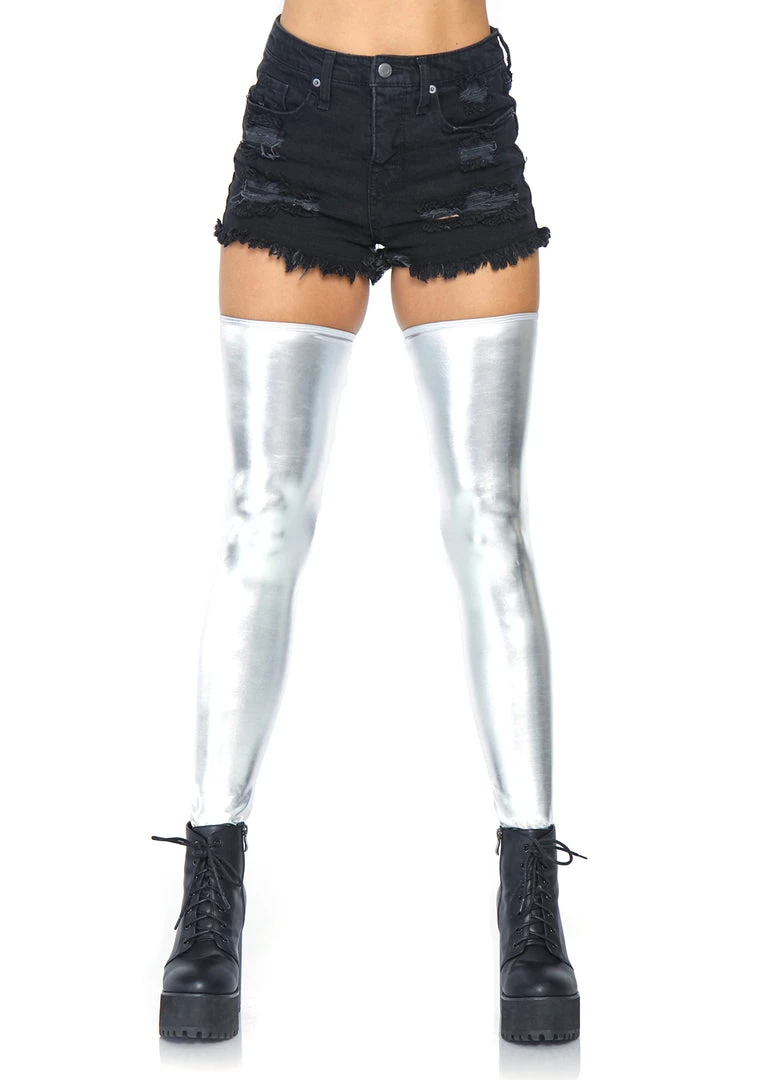 Leg Avenue Wet Look Thigh Highs Sheer And Opaque Thigh Highs