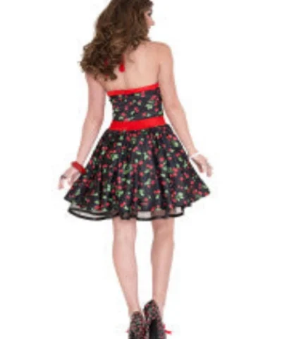 Music Legs Retro Sexy Women Cherry Dress Costume Oldies Time Period