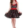 Music Legs Retro Sexy Women Cherry Dress Costume Oldies Time Period