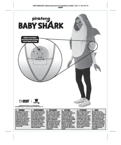Rubies Mens Licensed Costumes Adult Baby Shark Baby Shark Costume