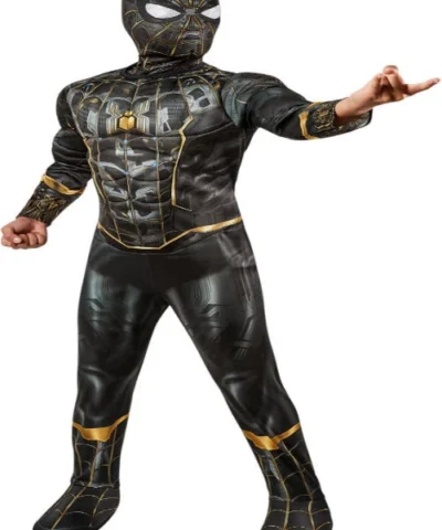 Rubies Kids Licensed Costumes Kids Spider-Man V2 Deluxe Black/Gold (Inside Out) Costume – Spider-Man: No Way Home