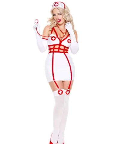 Music Legs Military & Uniforms Sexy Caged Nurse Women Costume