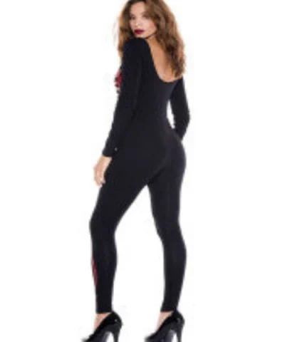 Music Legs Skeleton Red Print Catsuit Women Costume