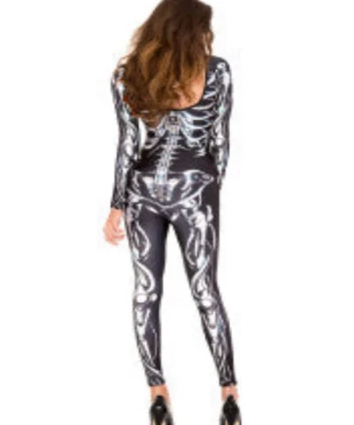 Music Legs Spooky Mechanical Skeleton Catsuit Women Costume