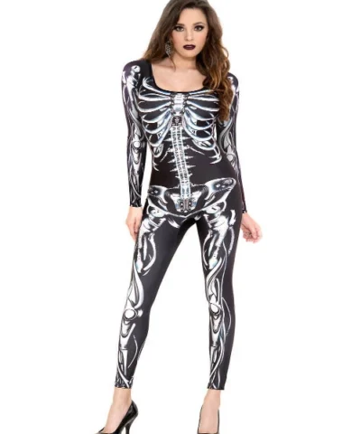 Music Legs Spooky Mechanical Skeleton Catsuit Women Costume