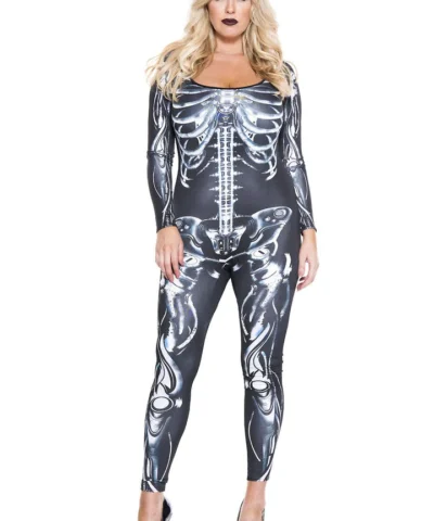 Music Legs Spooky Mechanical Skeleton Catsuit Women Costume