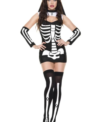 Music Legs Skeleton Nun Women Costume