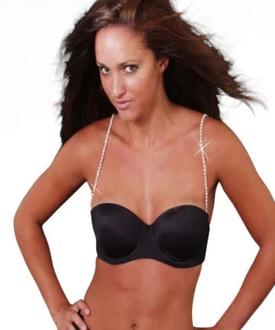 Western Fashion Rhinestone Bra Strap 1 Row – Silver Costume Jewelry