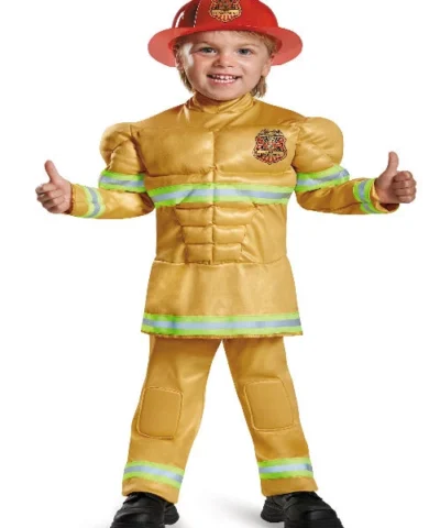 Disguise Fireman Muscle Toddler Costume