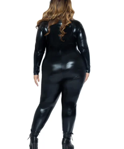 Leg Avenue Wet Look Faux Leather Zipper Front Catsuit