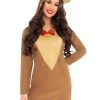 Leg Avenue Holiday Reindeer Long Sleeve T-shirt Dress With Antler Hood.