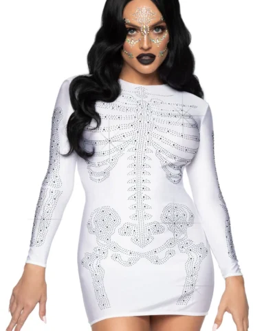 Leg Avenue Spandex Rhinestone Skeleton Dress Spooky