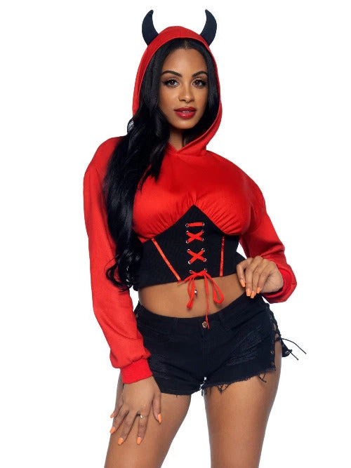 Leg Avenue Devil Cropped Hoodie Witches Vampire And Devils