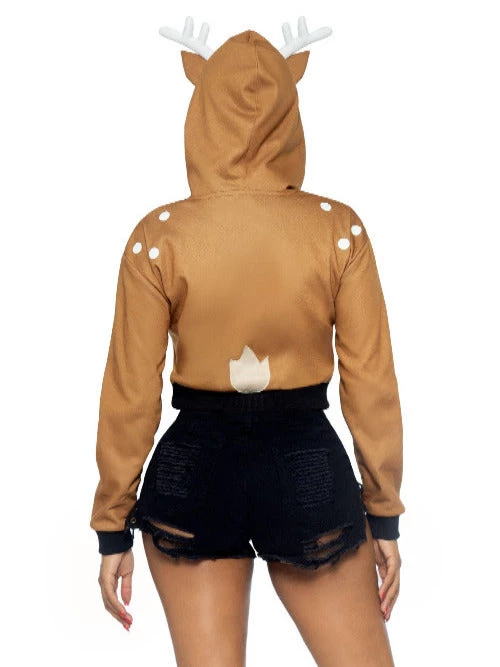 Leg Avenue Fawn Cropped Hoodie With Antler Animals