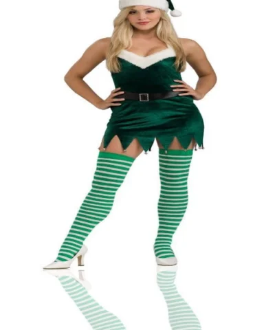 Rubies Holiday Women's Sassy Elf Dress And Thigh Highs