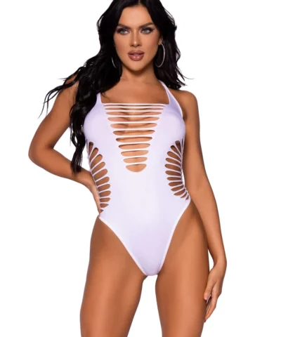 Leg Avenue Seamless Shredded Racer Back Thong Bodysuit