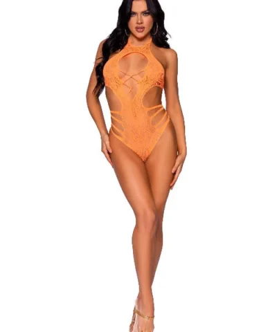 Leg Avenue Women's Seamless Lace And Net Teddy,