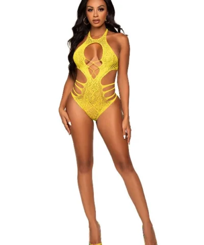 Leg Avenue Women's Seamless Lace And Net Teddy,