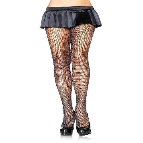Leg Avenue Paisley Glitter Fishnet Tights Sheer And Opaque Thigh Highs