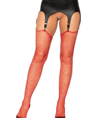 Leg Avenue Embellished Collection Sandra Rhinestone Fishnet Stockings