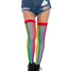 Leg Avenue Net & Lace Thigh Highs Rainbow Fishnet Thigh Highs