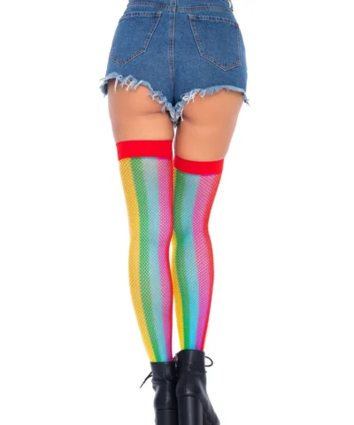 Leg Avenue Net & Lace Thigh Highs Rainbow Fishnet Thigh Highs