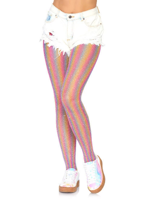 Leg Avenue Net & Lace Tights Nova Rainbow Striped Fishnet Tights