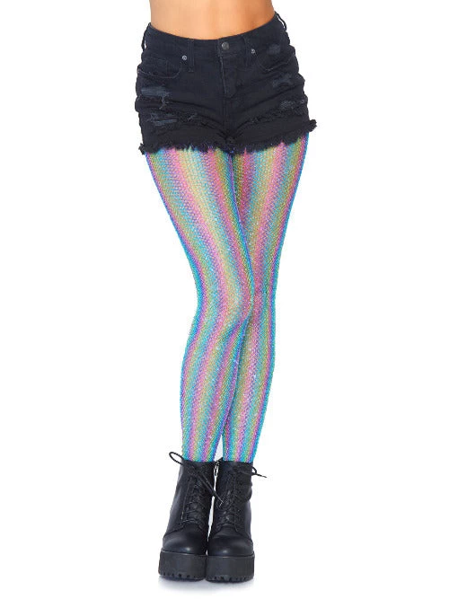 Leg Avenue Net & Lace Tights Nova Rainbow Striped Fishnet Tights