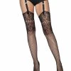 Net & Lace Thigh Highs Leg Avenue Women's Lace Top Fishnet Backseam Stockings
