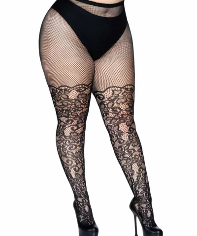 Leg Avenue Drew Floral Vine Fishnet Tights Net & Lace Tights