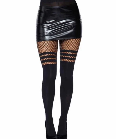 Leg Avenue Net & Lace Tights Ada Tights With Fishnet Accent