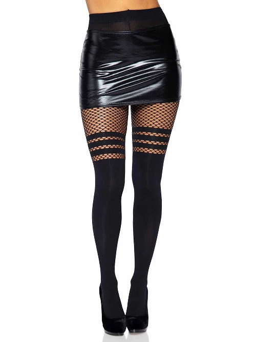Leg Avenue Net & Lace Tights Ada Tights With Fishnet Accent