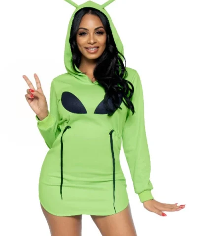 Leg Avenue Space & Aliens Alien Fleece Hoodie Dress.