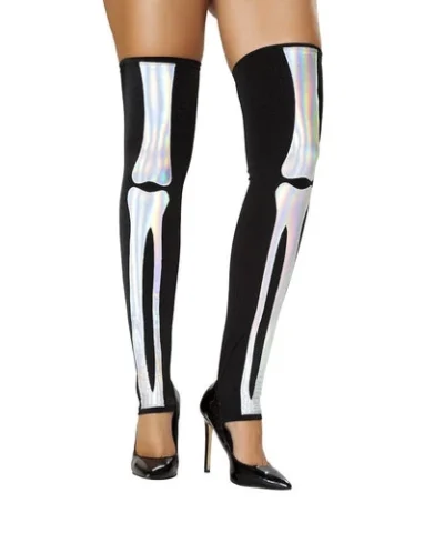Roma Black Silver Skeleton Leggings