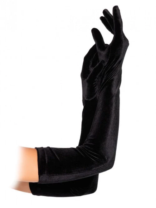 Leg Avenue Gloves & Arm Warmers Black Stretch Velvet Opera Length Gloves