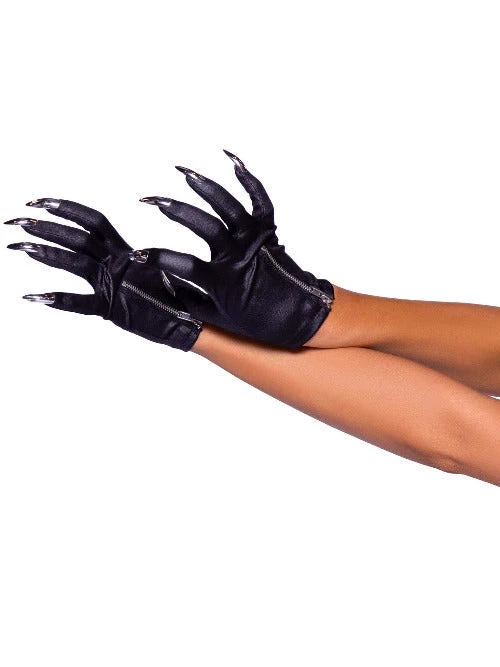 Leg Avenue Gloves & Arm Warmers Black Zip-up Claw Gloves