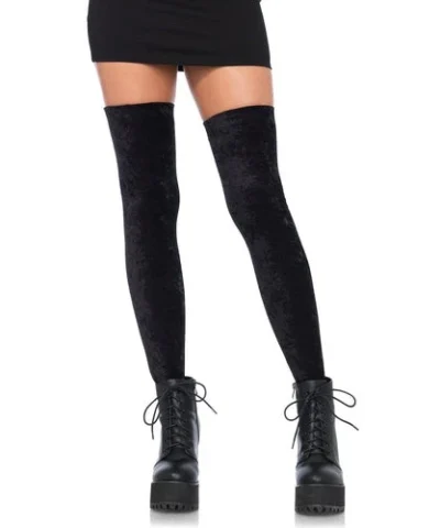 Leg Avenue Crushed Velvet Thigh Highs Sheer And Opaque Thigh Highs