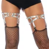 Leg Avenue Dual Strap Iridescent Stud Thigh High Heart Garter