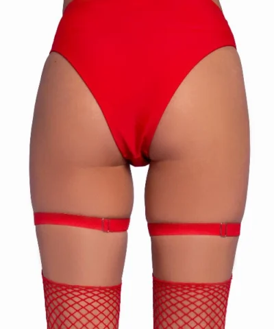 Leg Avenue Dual Strap Iridescent Studded Thigh High Garter Suspender With Mini Hearts Festival & Rave