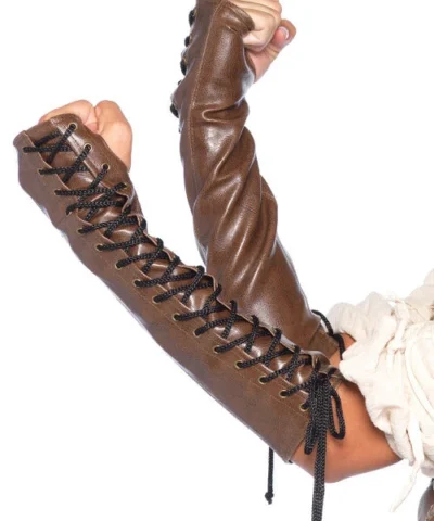 Leg Avenue Faux Leather Lace Up Arm Warmers