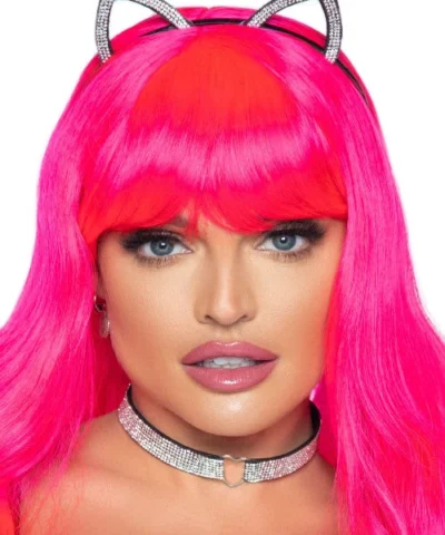 Leg Avenue Faux Rhinestone Cat Ear Headband And Heart Choker Best Selling Products