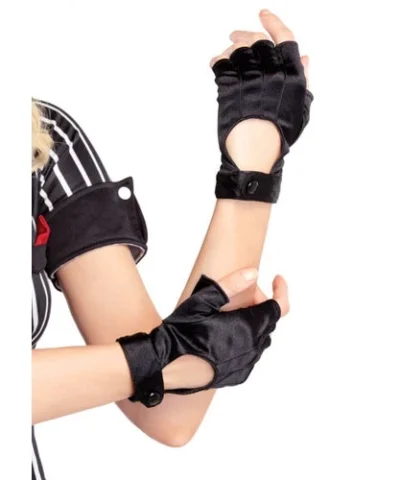 Leg Avenue Fingerless Motorcycle Gloves With Velcro Strap