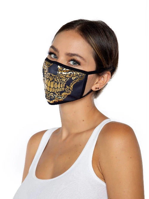 Leg Avenue Gold Foil Skull Face Mask