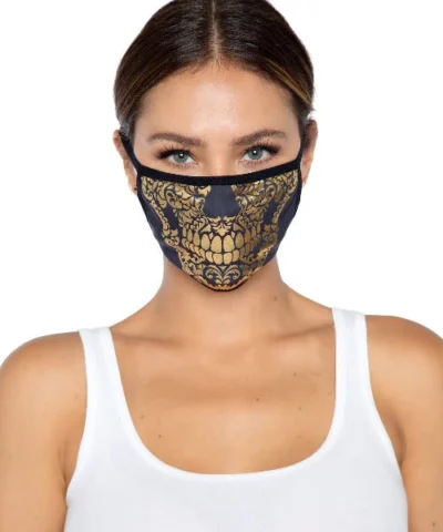 Leg Avenue Gold Foil Skull Face Mask